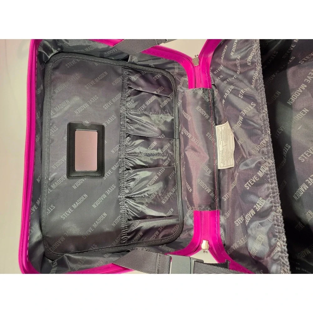 Steve Madden Pink Hardshell Vanity Case Travel Makeup Bag Diamond Quilt Mirror